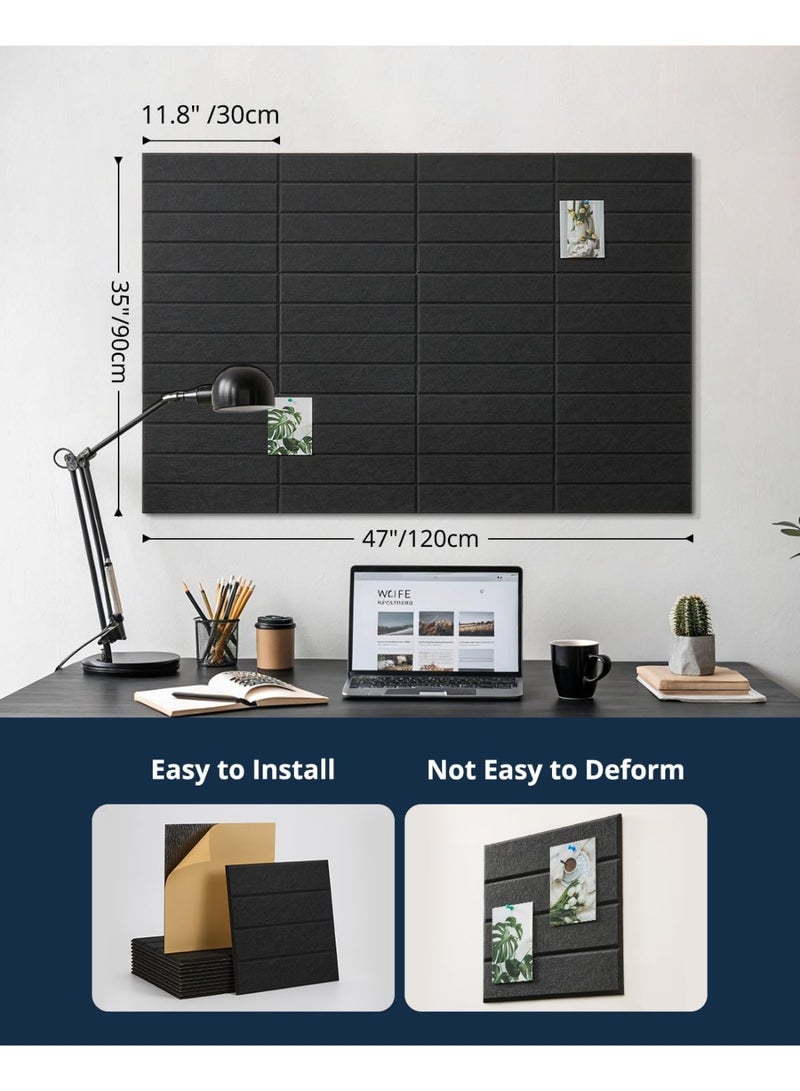 YelaJoy 12Pack 12"x12" Self - Adhesive Black Felt Bulletin Board Tiles - Large Cork Board Alternative for Home & Office Decor, Pin - Friendly Organizer - Image 2